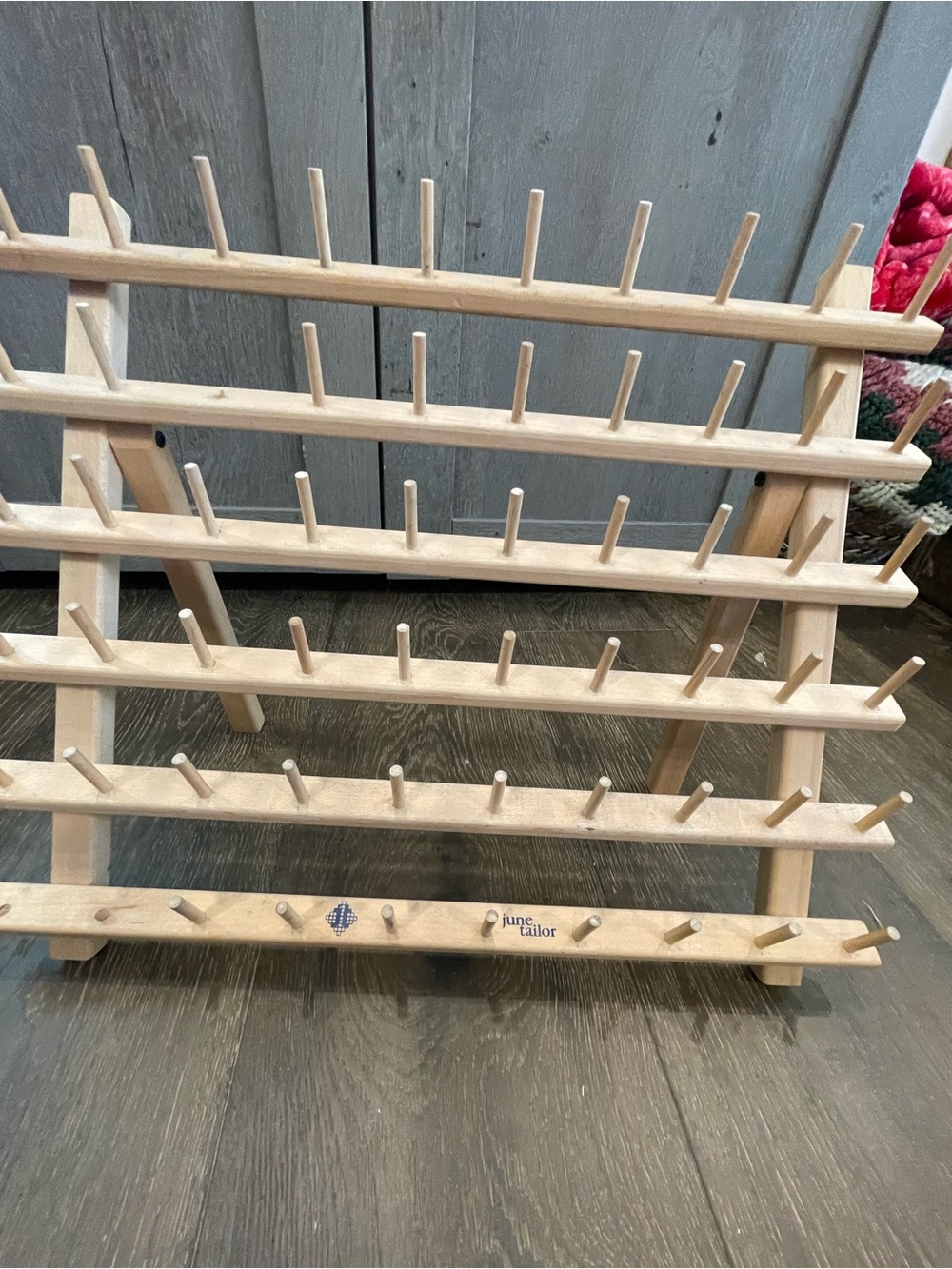 Hand Crafted Natural Wood Thread Rack Organizer